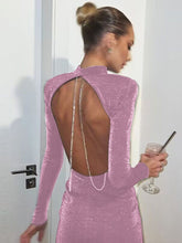 Load image into Gallery viewer, Sexy Backless Chain Glitter Party Dress