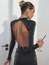 Load image into Gallery viewer, Sexy Backless Chain Glitter Party Dress