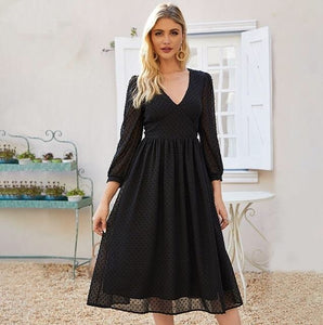 Elegant V-neck Midi Dress