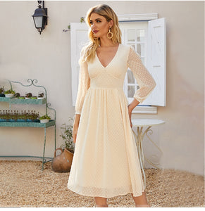 Elegant V-neck Midi Dress