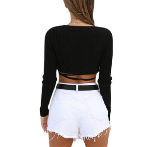 Cross Knitted Thin Sweater