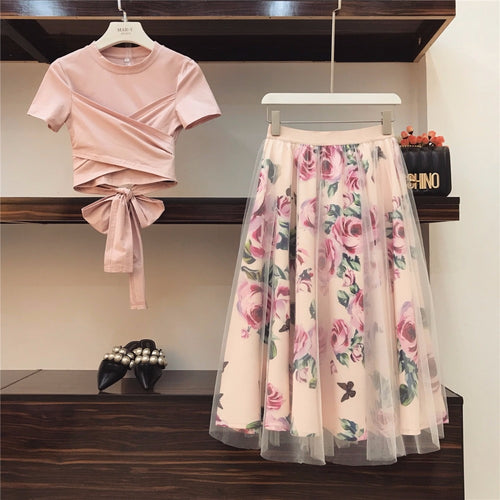 Vintage floral skirt set