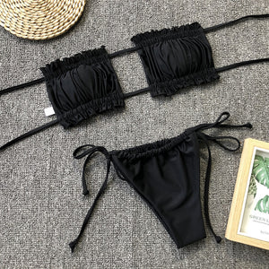 Pleated Bandeau Swimsuit