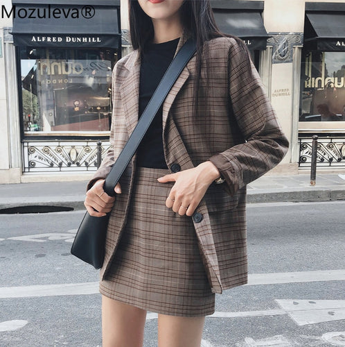 Retro plaid blazer set